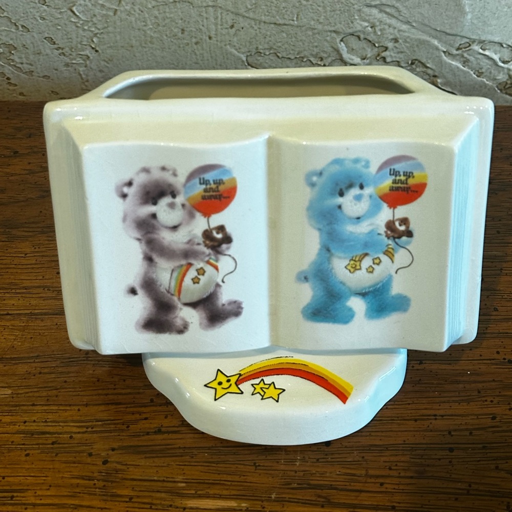Vintage Care Bears Double Panel Ceramic Holder with Cheer Bear & Grumpy Bear